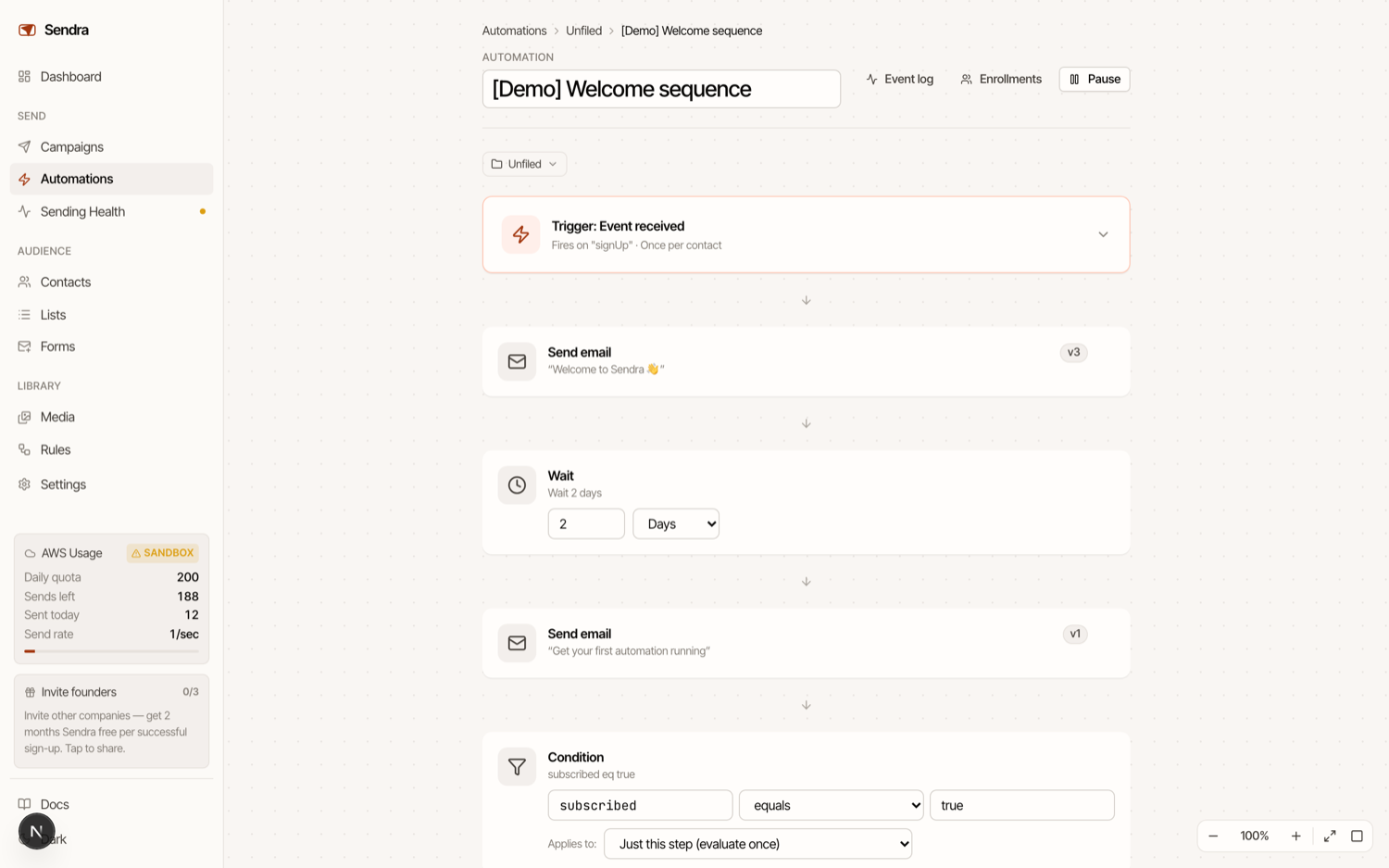 Sendra automation builder