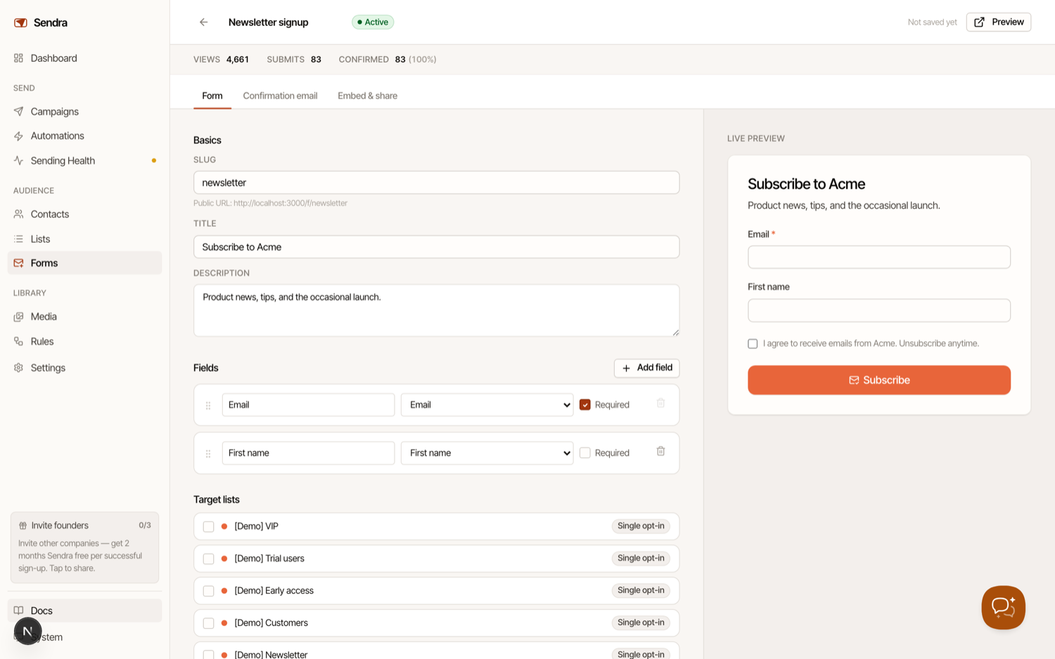 Sendra form builder